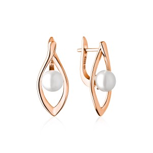 Cercei argint placati cu aur roz cu perle naturale albe si tortita DiAmanti SK21222GEL_W-G (Argint 925‰ 3,5 g.)